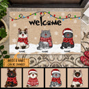 Welcome, Snowflake & Christmas Lights, Personalized Cat Breeds Doormat, Xmas Home Decor, Gifts For Cat Lovers