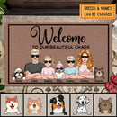 Welcome To Our Beautiful Chaos, Home Decor, Cool Family Gift, Funny Welcome Mat, Personalized Dog & Cat Lovers Doormat