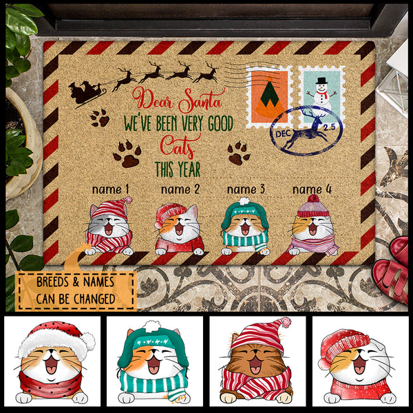 Dear Santa We've Been Very Good Cats This Year, Christmas Letter, Personalized Christmas Cat Breeds Doormat