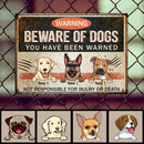 Beware Of Dogs You Have Been Warned, Warning Sign, Personalized Dog Breeds Metal Sign, Funny Outdoor Decor