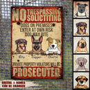 Funny Warning Signs, Gifts For Dog Lovers, No Trespassing Soliciting, Welcome Metal Signs