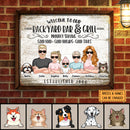 Backyard Bar Sign, Welcome To Our Backyard Bar & Grill, Gifts For Pet Lovers, Personalized Dog & Cat Canvas