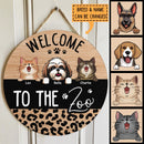 Welcome To The Zoos, Leopard Sign, Door Hanger, Welcome Door Sign, Personalized Dog & Cat Lovers Gift Door Sign