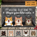 Welcome To My Home Custom Doormat, Gifts For Cat Lovers, Hope You Like Cats Front Door Mat