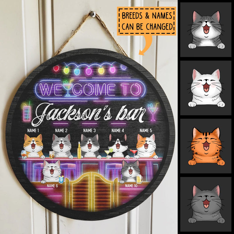 Welcome to Bar - Neon Light - Personalized Cat Door Sign