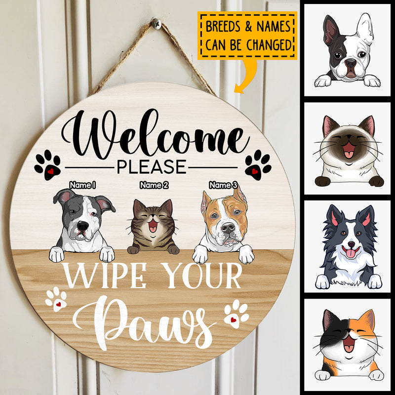 Welcome Door Signs, Gifts For Pet Lovers, Please Wipe Your Paws Funny Signs