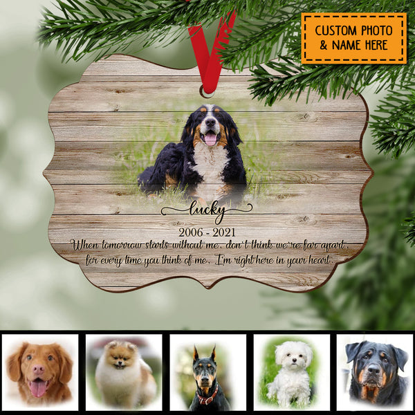 Custom Dog Memorial, Passing Gift Pet Loss Frame Portrait Photo, Personalized Dog Lovers Decorative Christmas Ornament