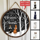 Your Paw Prints Are Forever In Our Hearts - Memorial Black Sky White Tree - Personalized Angel Dog Christmas Door Sign