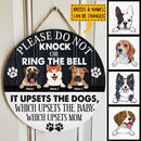 Please Do Not Knock Or Ring The Bell, Rustic Wooden Door Hanger, Personalized Background Color & Dog Breeds Door Sign