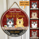 Backyard Bar And Grill - Laughing Cats And Beverage - Personalized Cat Door Sign