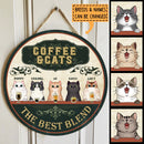 Coffee And Cats - The Best Blend - Personalized Cat Door Sign