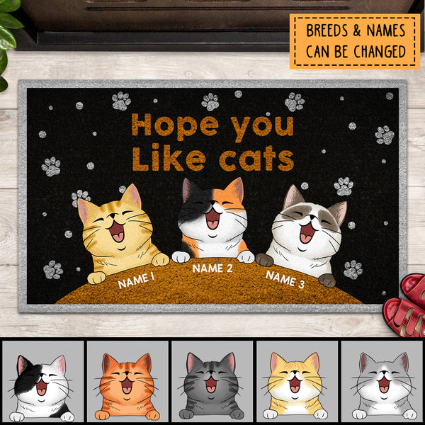 Hope You Like Cats, Cat Universe Doormat, Personalized Cat Breeds Doormat, Gifts For Cat Lovers