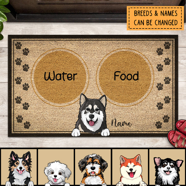 Water And Food, Two Circle Doormat, Personalized Dog Breeds Doormat, Gifts For Dog Lovers