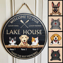 lake house decor Welcome To Our Lake House Make The Best Moment, Welcome Door Hanger, Personalized Dog & Cat Door Sign