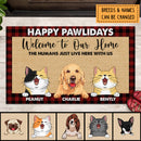 Happy Pawlidays, Welcome To Our Home, Pet Welcome Mat, Housewarming Decor, Pet Lovers Gift, Personalized Dog & Cat Doormat
