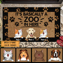 It's Basically A Zoo In Here, Pawprints Doormat, Personalized Dog & Cat Doormat, Gifts For Pet Lovers