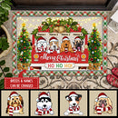 Merry Christmas Ho Ho Ho! - Red Green Plaid Around - Red Truck - Personalized Dog Christmas Doormat