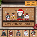 Welcome You, Girl & Dogs, Welcome Doormat, Personalized Dog Breeds Doormat, Christmas Home Decor