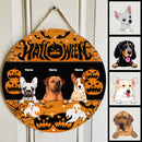 Halloween - Orange Color - Personalized Dog Halloween Door Sign