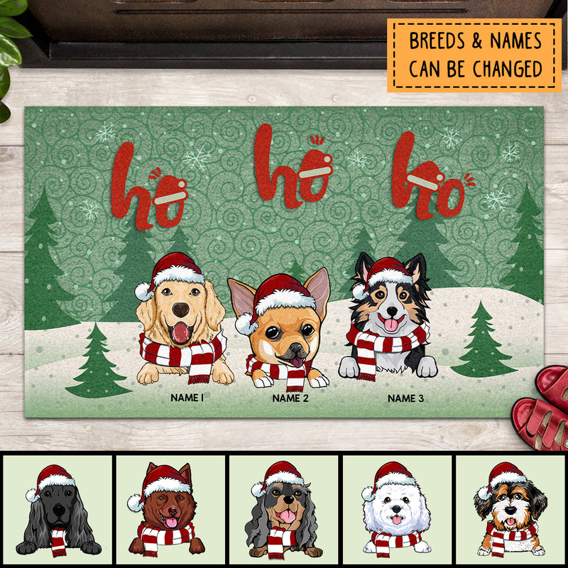 Ho Ho Ho, Christmas Trees, Green Doormat, Personalized Dog Breeds Doormat, Christmas Home Decor