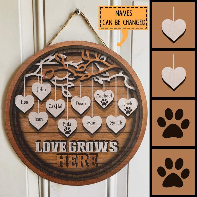 Love Grows Here - Personalized Door Sign