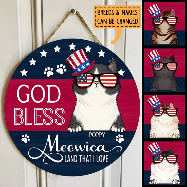 God Bless Meowica - Personalized Cat Door Sign