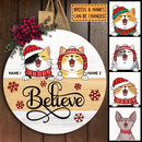 Believe - White Background - Personalized Cat Christmas Door Sign