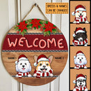 Welcome - Xmas Candy Cane Letters - Personalized Dog Christmas Door Sign