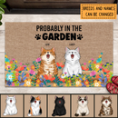 Gardening Doormat, Probably In The Garden, Gardener Gift, Pet Doormat, Personalized Cat Lovers Doormat, Gift For Home