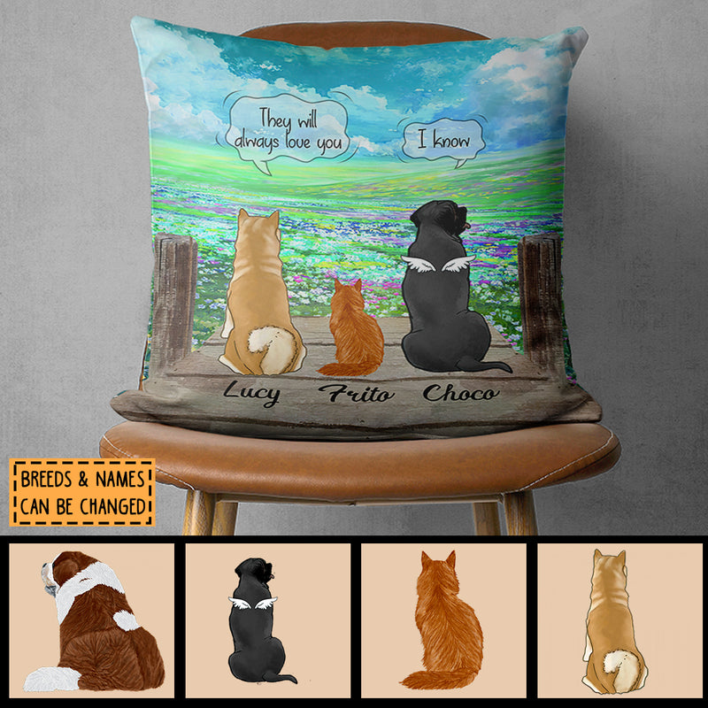 They Still Talk About You, Flower Field View, Pet Memorial Pillow, Pet Loss Gift, Personalized Dog & Cat Lovers Pillow