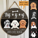 This Is Us And Our Dogs - Dark Background - Personalized Dog Door Sign