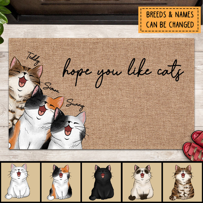 Hope You Like Cats Doormat, Unique Birthday Present, Canvas Doormat, Welcome Mat, Personalized Cat Lovers Doormat