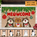 Meowcome, Funny Welcome Mat, Cat Mom Gift, Cat Dad Gift, Christmas Decor, Personalized Cat Lovers Doormat