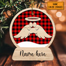 Pet Memorial Ornament, Buffalo Plaid Bauble, Wing Ornament, Personalized Pet's Name, Loss Of Pet Gift