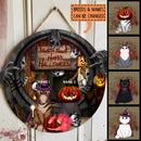 Trick Or Treat - Happy Halloween - Scary Peeking - Personalized Cat Door Sign