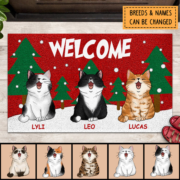 Welcome Mat, Christmas Doormat, Cat Lovers Gift, Housewarming Gift, Custom Door Mat, Personalized Cat Lovers Doormat