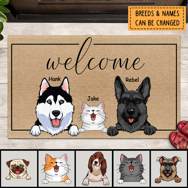 Funny Welcome Mat, Dog Lover Gift, Cat Lover Gift, Personalized Dog & Cat Doormat, Custom Pet Doormat, Gift For Home