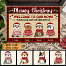 Meowy Christmas - Welcome To Our Home The Humans Just Live Here With Us - Cat V1 - Personalized Cat Christmas Doormat
