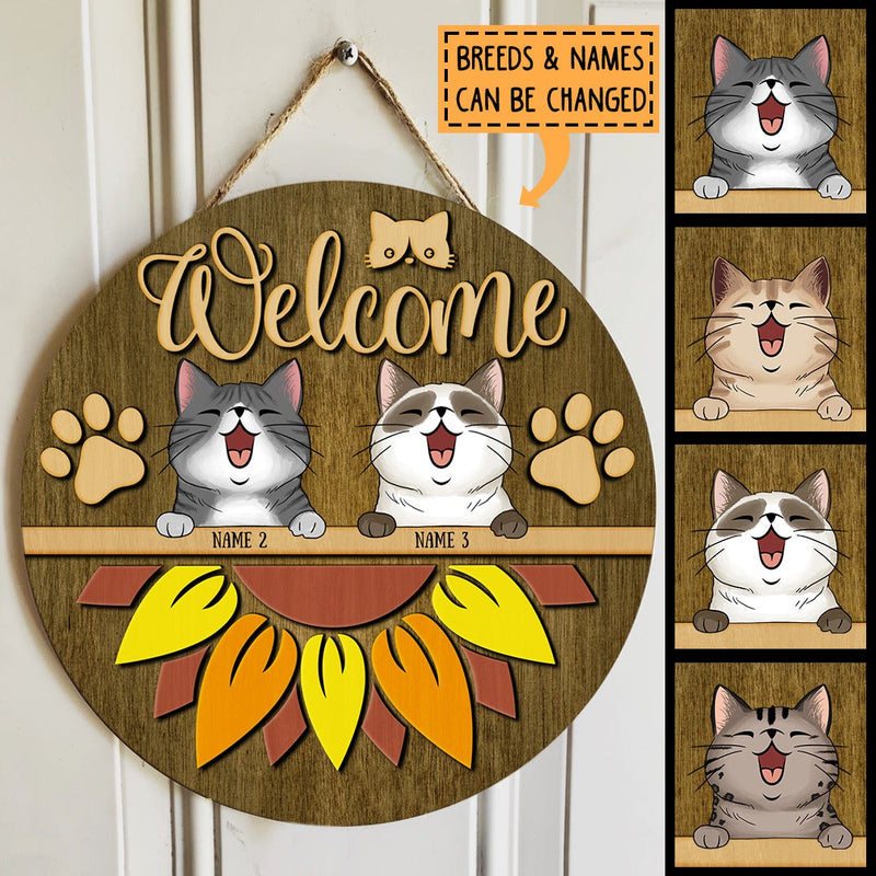 Welcome - Sunflower - Personalized Cat Door Sign