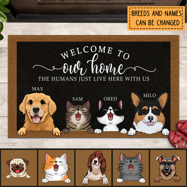 Welcome To Our Home Doormat, Dog And Cat Doormat, Pet Lover Gift, Gift For Pets, Personalized Dog & Cat Lovers Doormat
