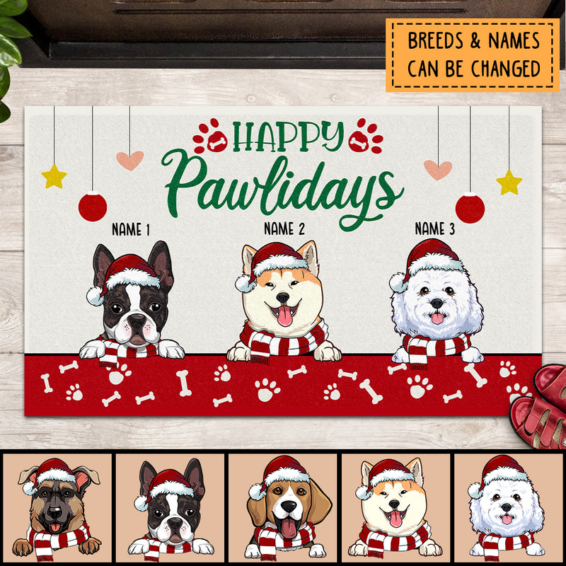 Happy Pawlidays, Dog Welcome Doormat, Dog Lover Gifts, Housewarming Gift, Personalized Dog Lovers Christmas Doormat