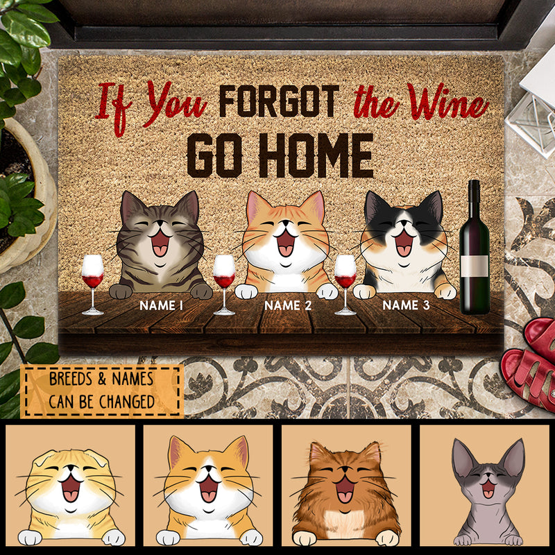 If You Forgot The Wine Go Home, Personalized Cat Breeds Doormat, Cat Lovers Gifts