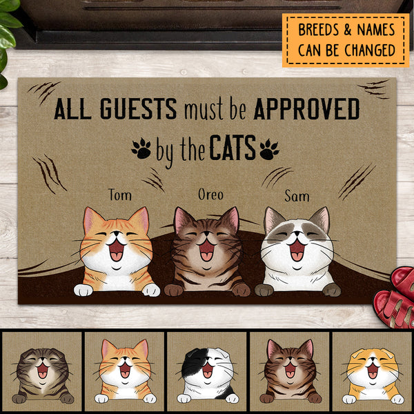 All Guests Must Be Approved By The Cats, Cat Under Curtain, Rustic Home Decor, Personalized Cat Lovers Doormat