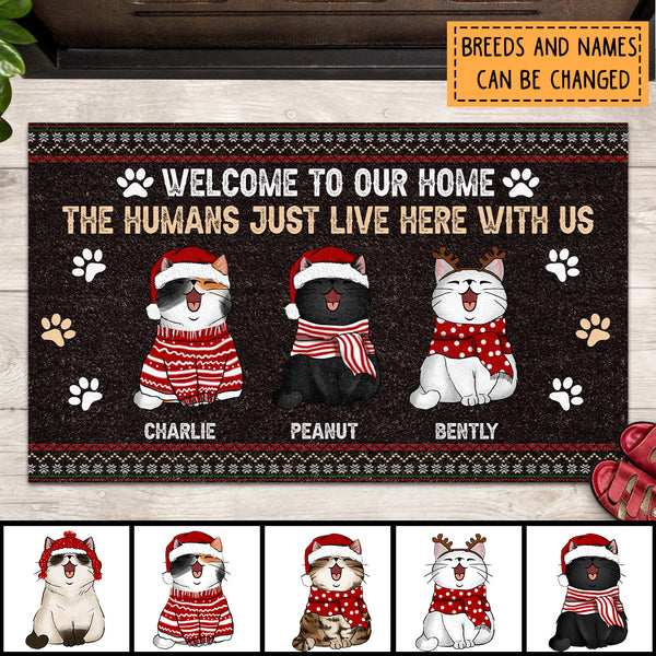 Personalized Cat Christmas Doormat, Welcome Mat Funny, Gifts For Cat Lovers, Christmas Decorations, Housewarming Gift