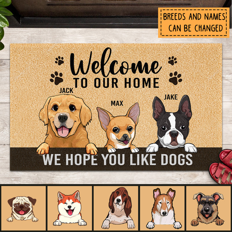 Welcome To Our Home Doormat, Funny Welcome Mat, Gift For Home, Custom Pet Doormat, Personalized Dog Lover Gift Doormat