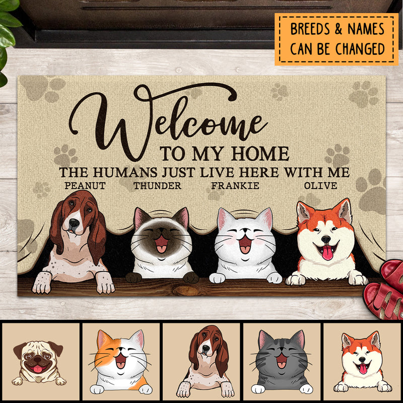 Pets Welcome Mat, Dog And Cat Portrait Doormat, Housewarming Gift, Pet Lovers Gift, Personalized Cats And Dogs Doormat