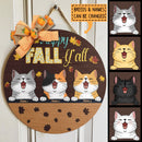 Happy Fall Y'all - Fall Decoration - Personalized Cat Autumn Door Sign