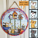 Life Is Better With Fur Babies - Colorful Flowers Garden - Personalized Cat Door Sign