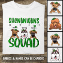 Shenanigans Squad, Shamrock Sign, Patrick Day Gift, Dog Mom T-shirt, Personalized Dog Lover Gift T-shirt