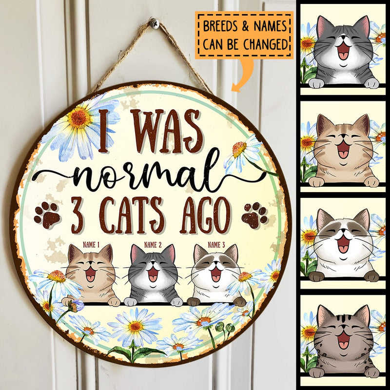 I Was Normal With Cats - Daisy Around - Personalized Cat Door Sign